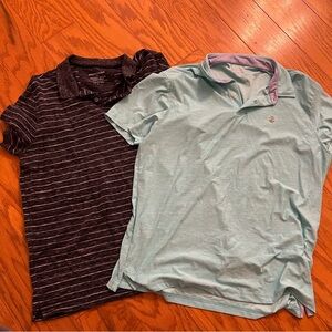 Lot of 2 men’s polo collared shirts shirt top large l Izod banana republic